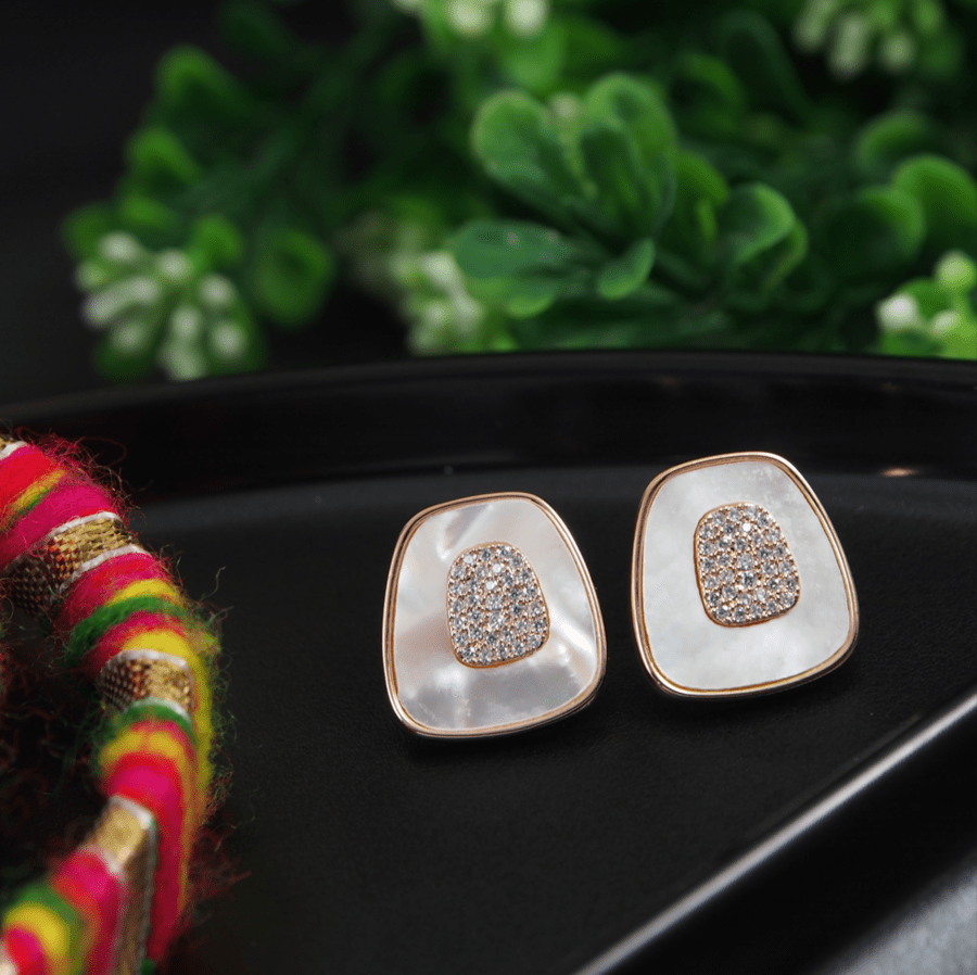 Korean Gold/Silver/Rosegold Plated Simple Fancy Square Stud Earring