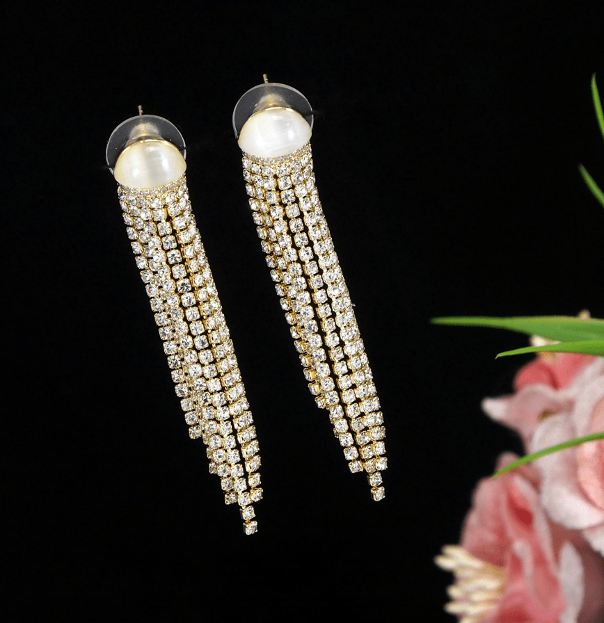 Korean Gold/Silver Plated Stone Studded Long Earring