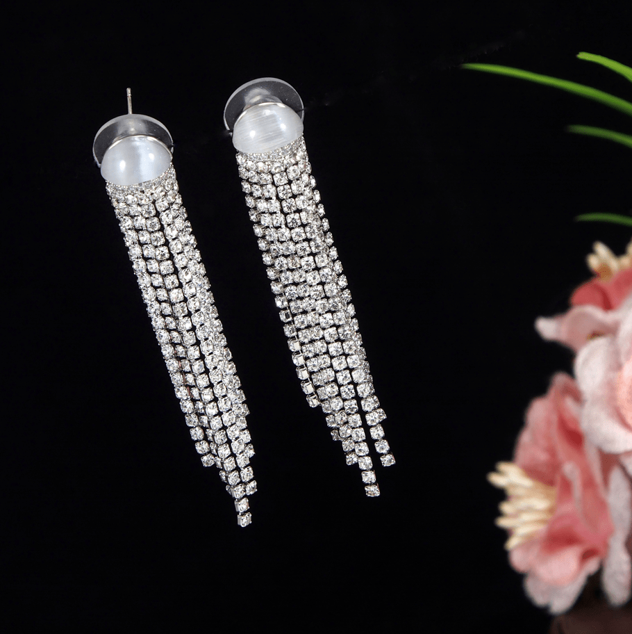 Korean Gold/Silver Plated Stone Studded Long Earring