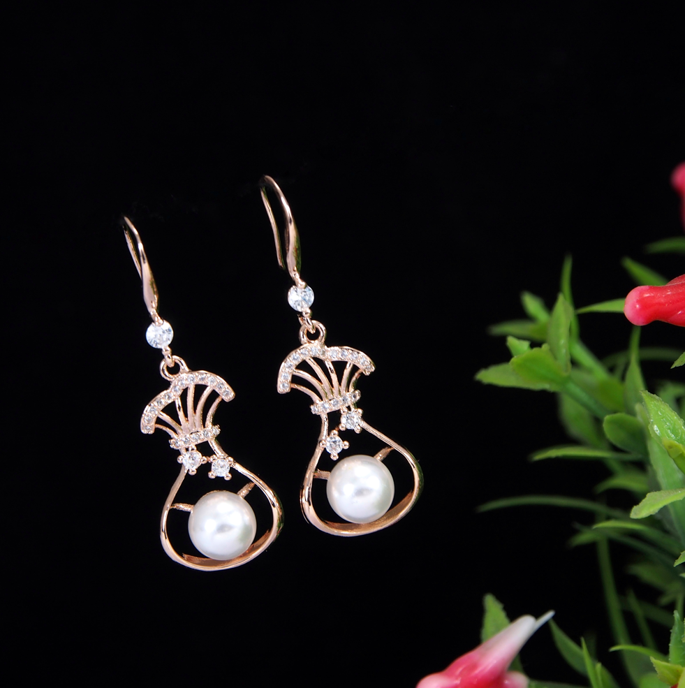 Korean Gold/silver/Rosegold plated Flowerpot Design Dangler Earring