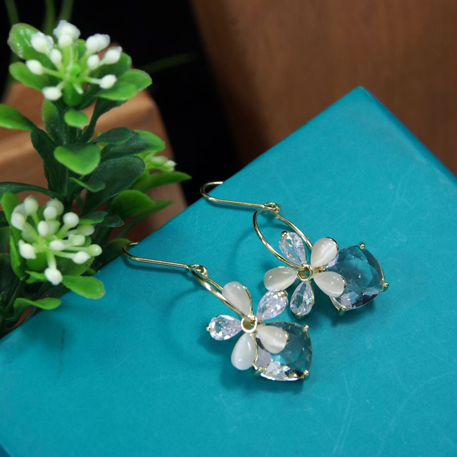 Korean Gold/Silver/Rosegold Plated Floral Drop Earring