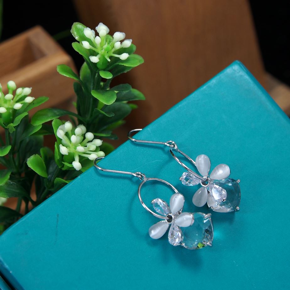 Korean Gold/Silver/Rosegold Plated Floral Drop Earring