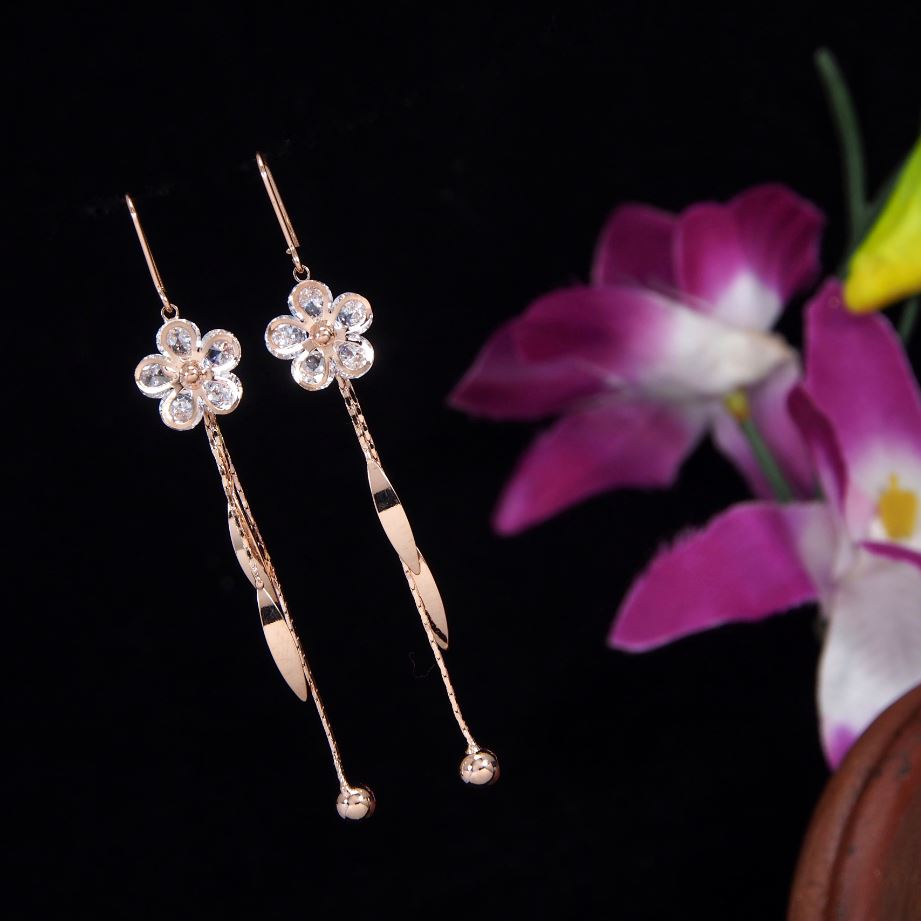Korean Gold/Silver/Rosegold Plated Floral Chain Dangle Earring