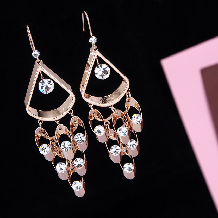 Korean Gold/Silver/Rosegold Plated Triangle Shaped Chandelier Earring
