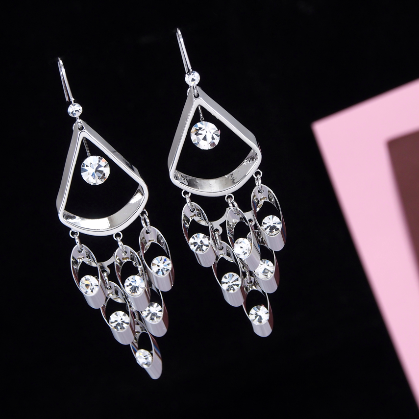 Korean Gold/Silver/Rosegold Plated Triangle Shaped Chandelier Earring