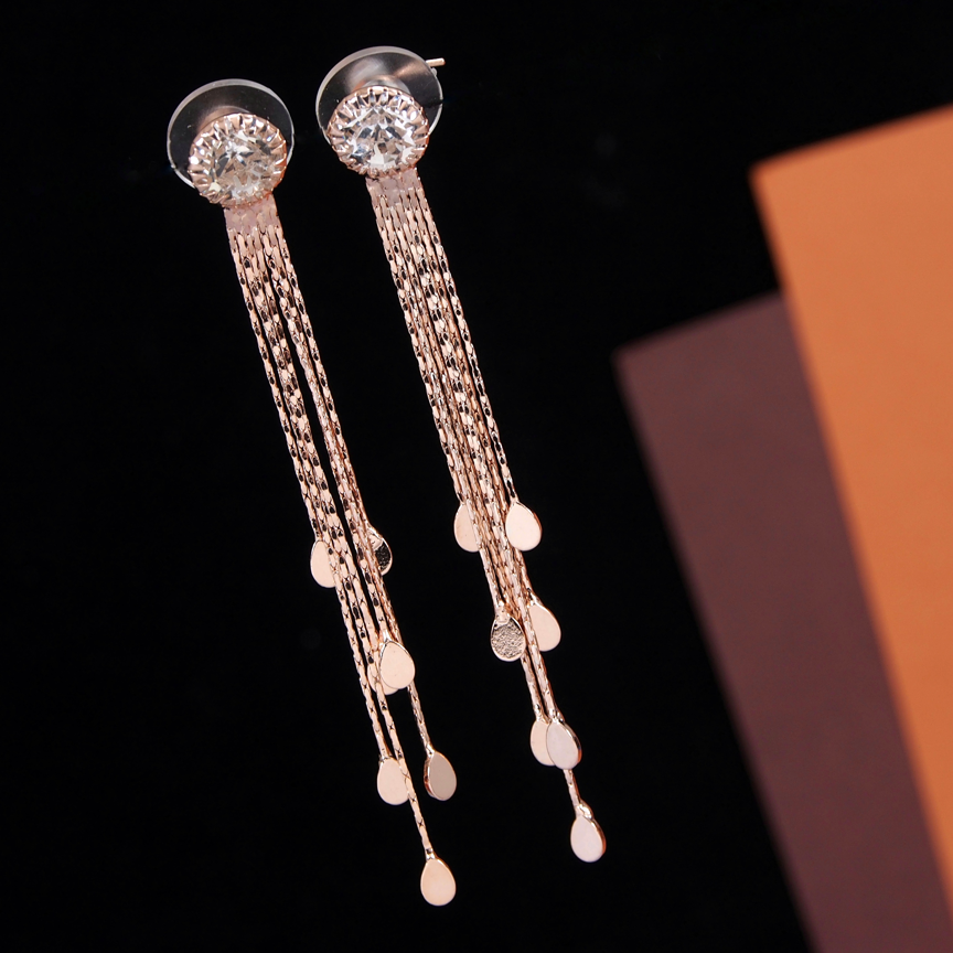 Korean Gold/Silver/Rosegold Plated Long Chain Earring