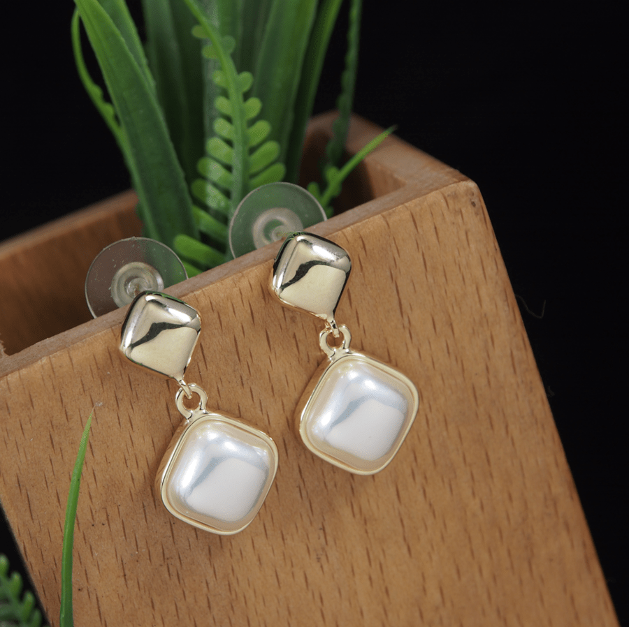 Korean Gold/Silver/Rosegold Plated Square Shaped Drop Earring