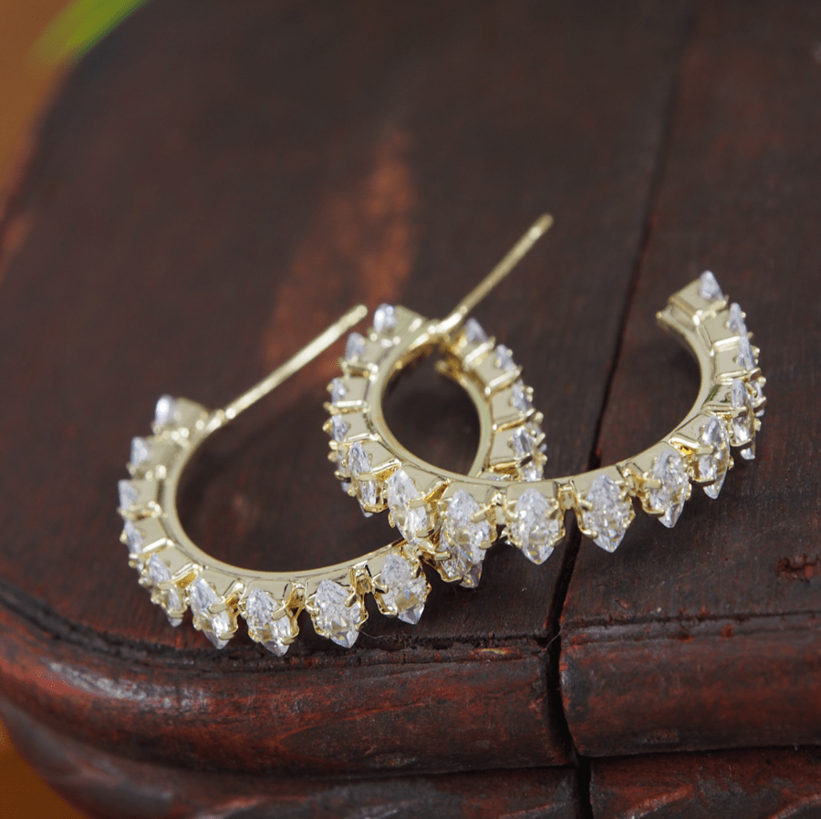 Korean Gold/Silver/Rosegold Plated CZ Hoops Earring
