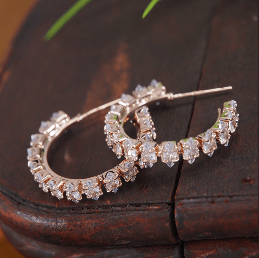 Korean Gold/Silver/Rosegold Plated CZ Hoops Earring