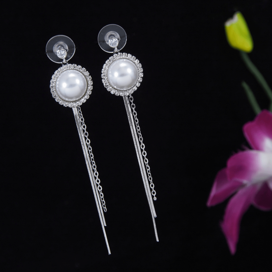 Korean Gold/Silver/Rosegold Plated Pearl Chain Earring