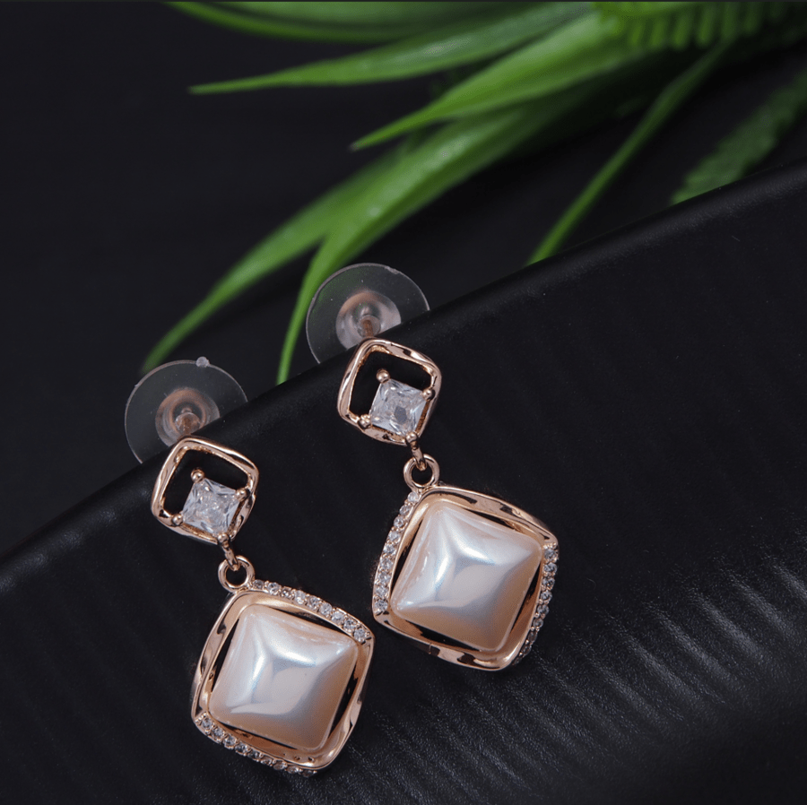 Korean Gold/Silver/Rosegold Plated Square Shaped Drop Earring