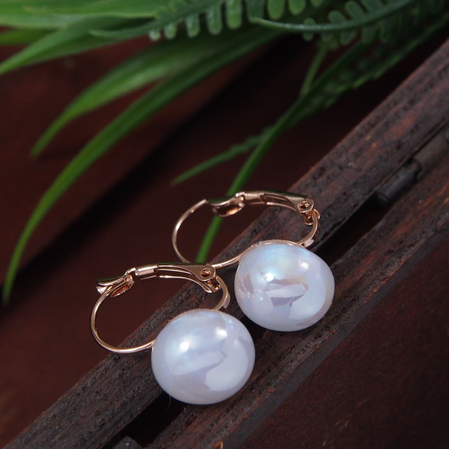 Korean Gold/Silver Plated white Moonstone Drop Earring