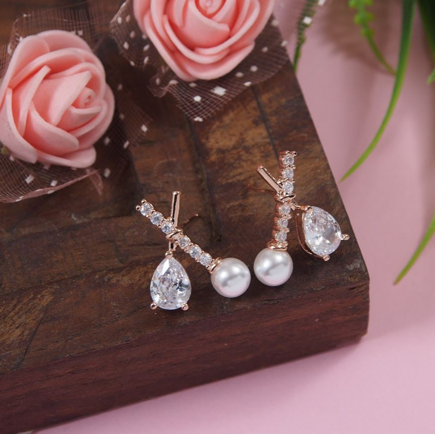 Korean Gold/silver/Rosegold Plated X shaped Fancy Stud Earring