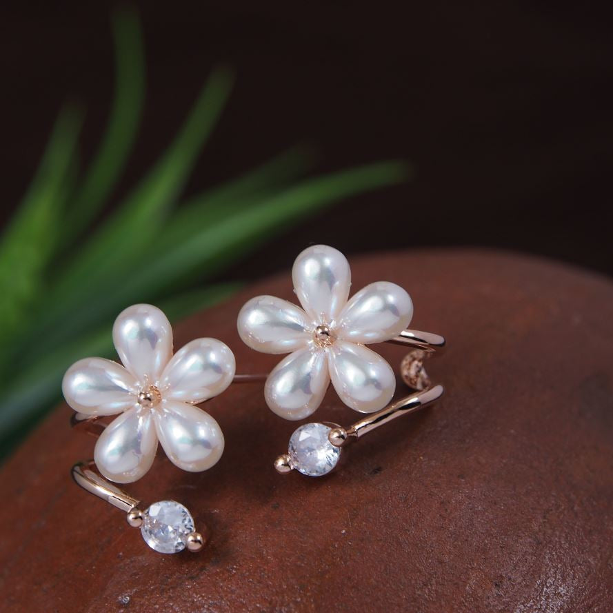 Korean Gold/Silver/Rosegold Plated Floral Design Fancy Drop Earring