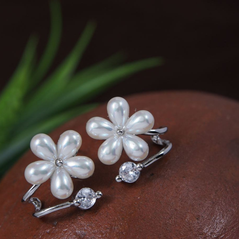 Korean Gold/Silver/Rosegold Plated Floral Design Fancy Drop Earring