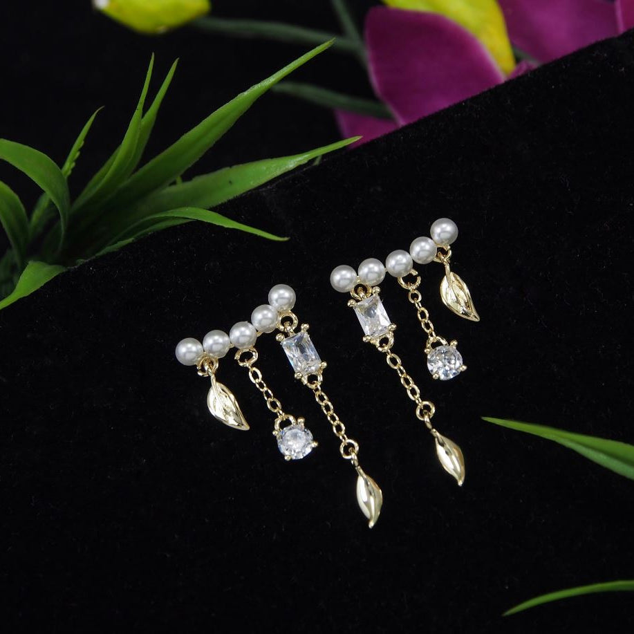 Korean Gold/Silver/Rosegold Plated Ear Cuff Pearl Drop Earring