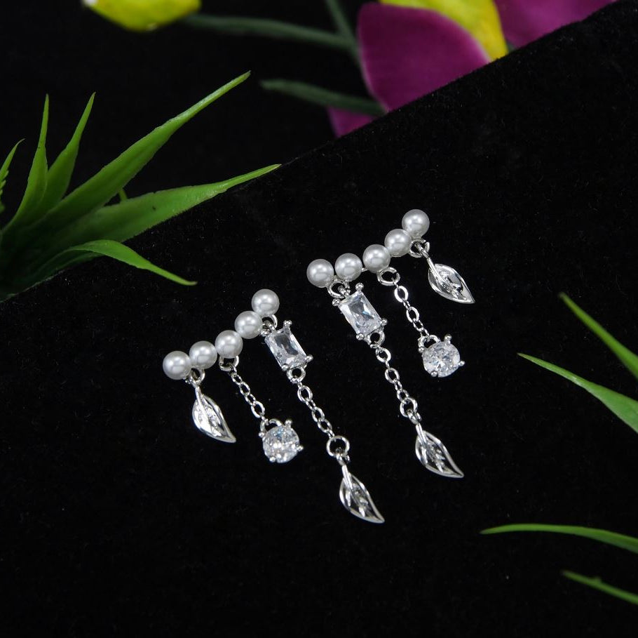 Korean Gold/Silver/Rosegold Plated Ear Cuff Pearl Drop Earring