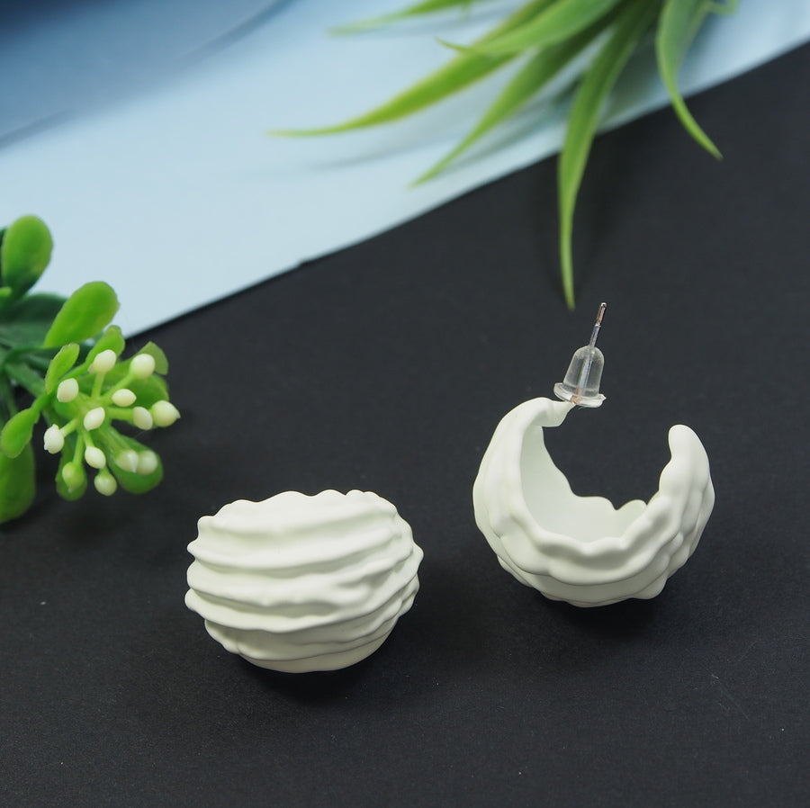 Korean White and Yellow Coloured Blow Shell Stud Earring
