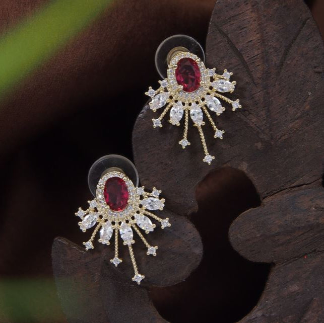 Oval Stud Colourful Cubic Zirconia Korean Earring