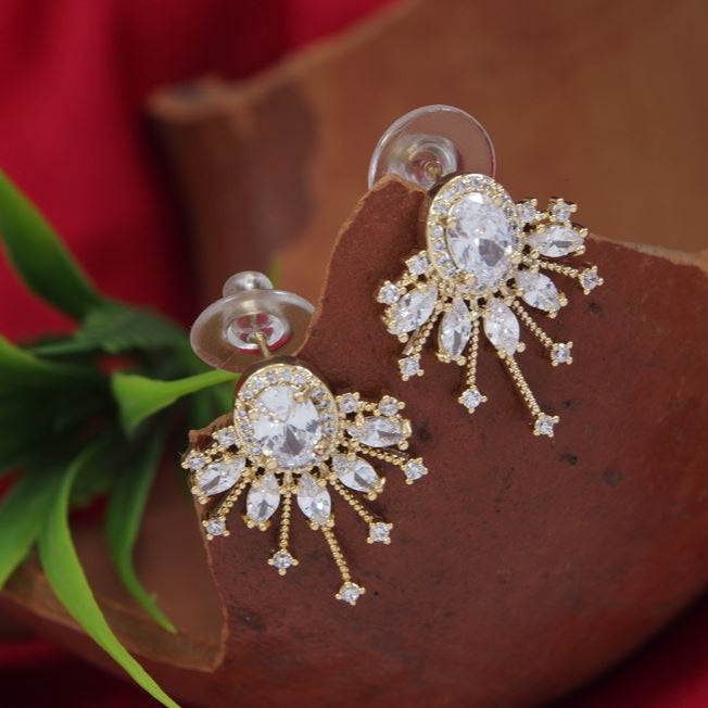 Oval Stud Colourful Cubic Zirconia Korean Earring