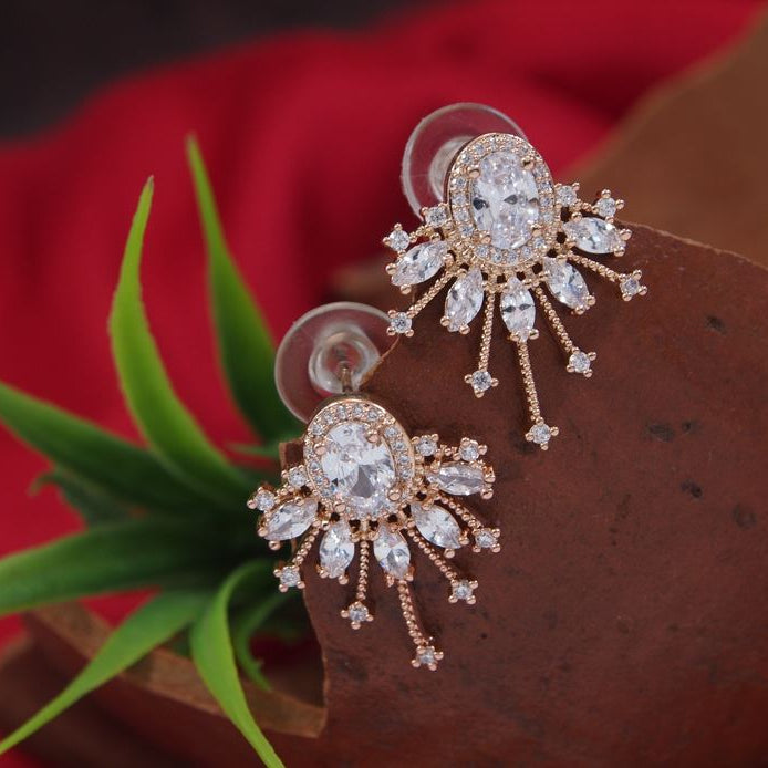 Oval Stud Colourful Cubic Zirconia Korean Earring