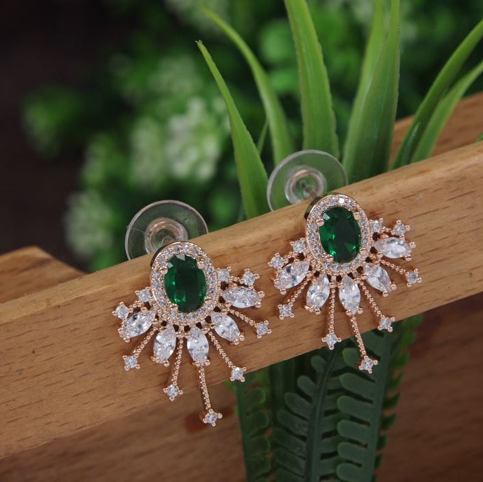 Oval Stud Colourful Cubic Zirconia Korean Earring