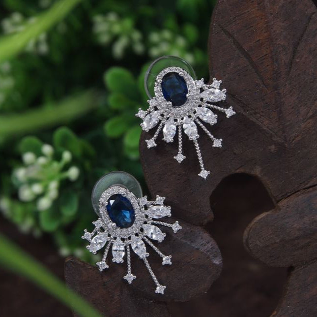 Oval Stud Colourful Cubic Zirconia Korean Earring