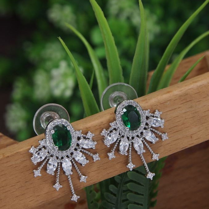 Oval Stud Colourful Cubic Zirconia Korean Earring