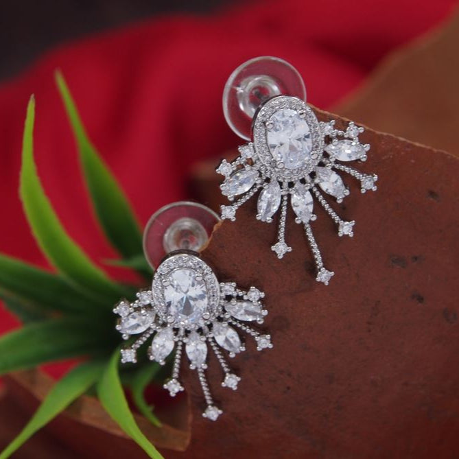 Oval Stud Colourful Cubic Zirconia Korean Earring