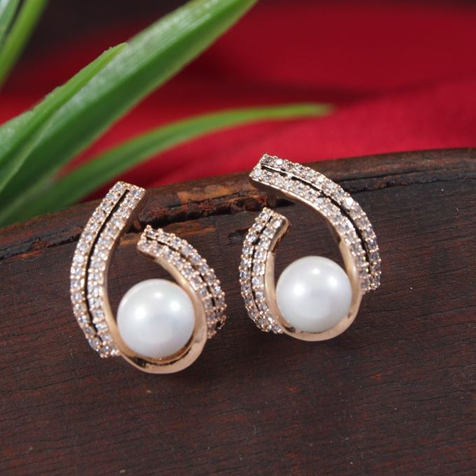 Pearl Drop Cubic Zirconia Korean Earring