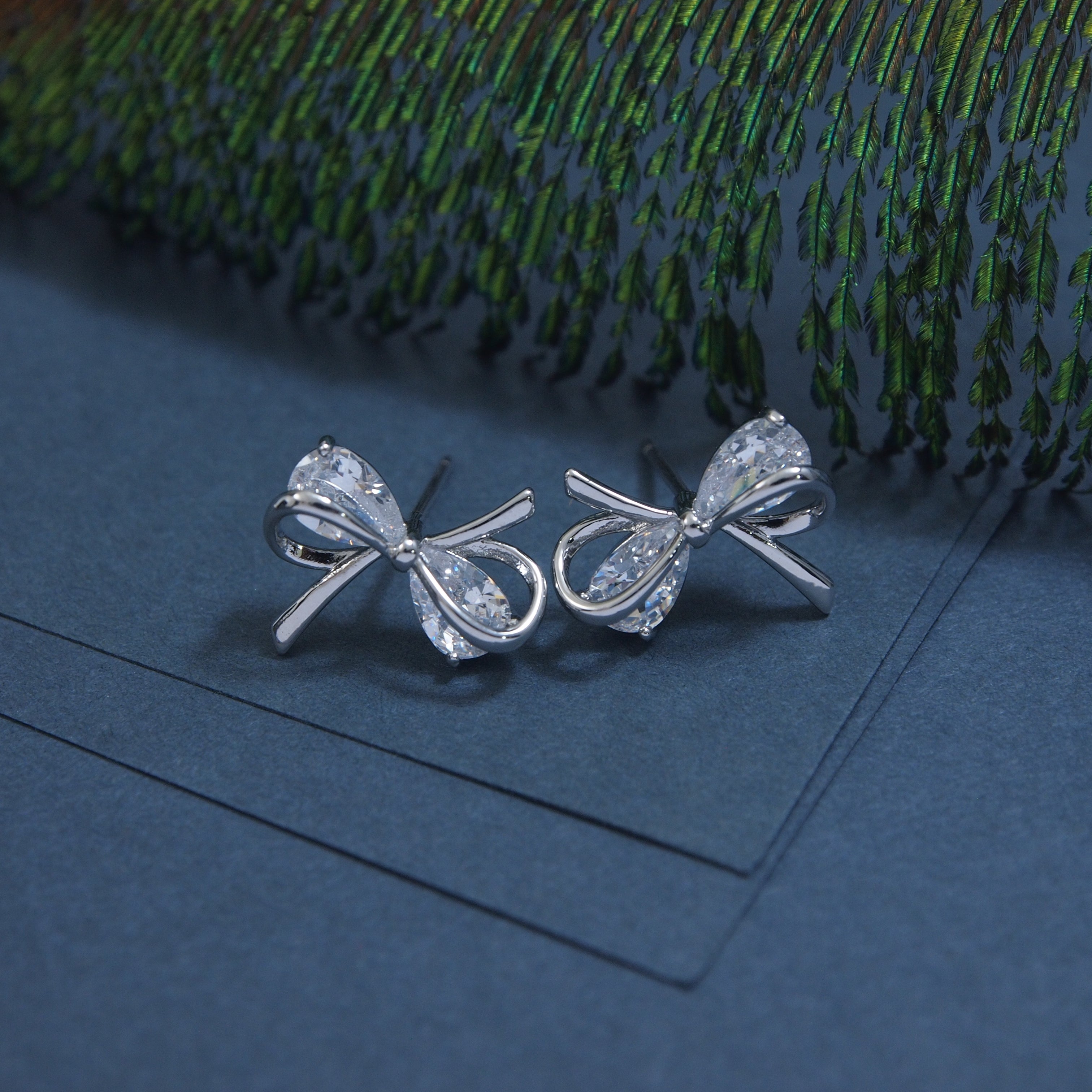 Korean Sterling Silver Bow & Ribbon Earring