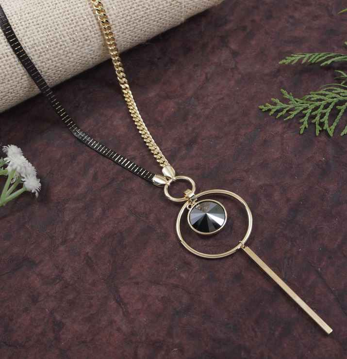 Geometric Pendent Long Chain Necklace