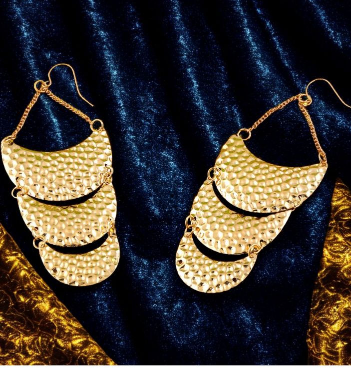 ( Pack Of 3 ) Gold and Silver Oxidised Moon Shaped Layered Drop Earring