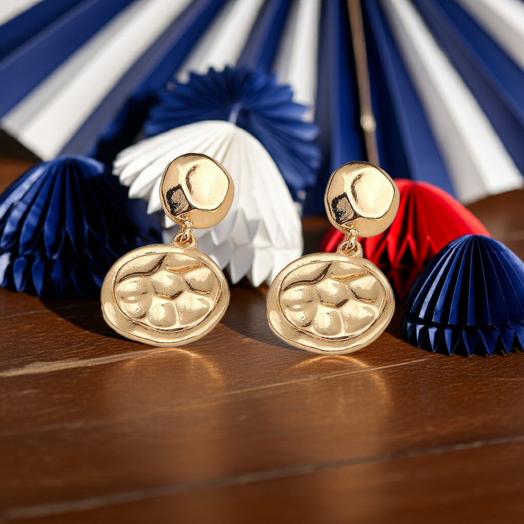 ( Pack Of 3 ) Gold Plated Hand Crafted Round Shaped Drop Earring